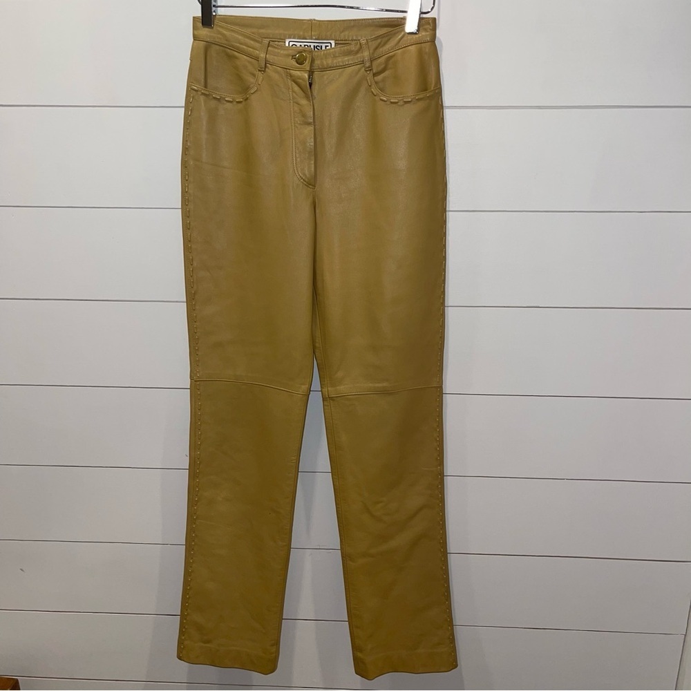 Carlisle Womens Tan Genuine Leather Pants Size 4